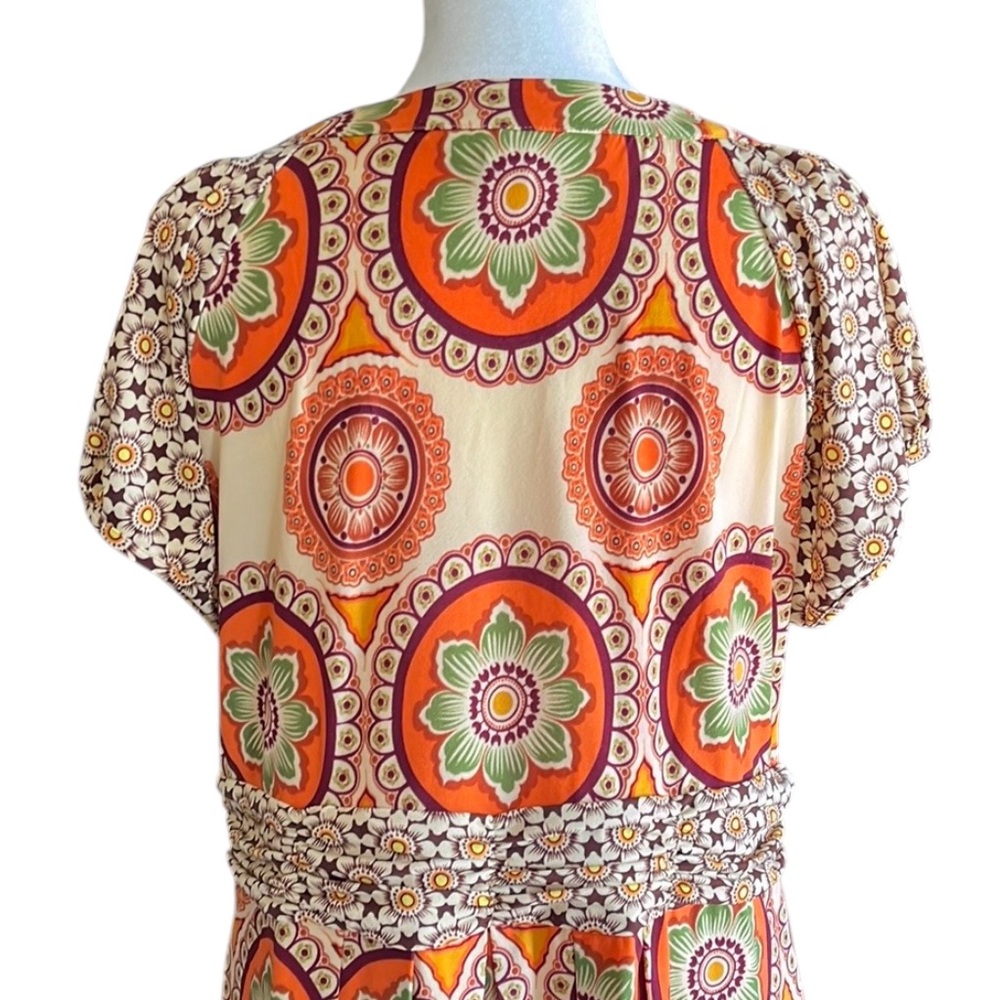 Dressbarn Orange Boho Paisley Print Dress Size 12 - Picture 10 of 14